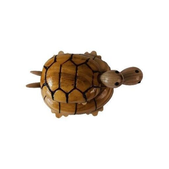 Wooden Turtle Tortoise And Baby On Wheels Moving Head And Tail Toy 6.5" X 4.5" - Picture 4 of 8